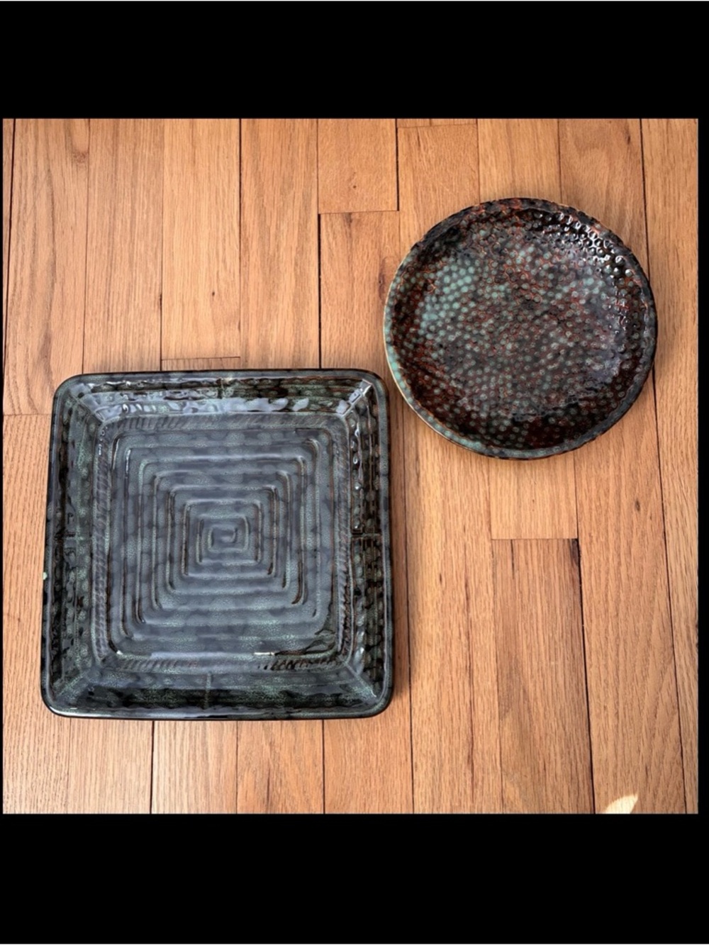 Vintage Set of 2 Ceramic Stoneware Dishes, New vintage circa Y2K.